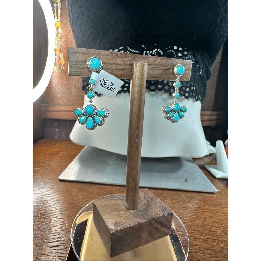 Samuel B Sterling Silver Sleeping Beauty Turquoise Earrings #2